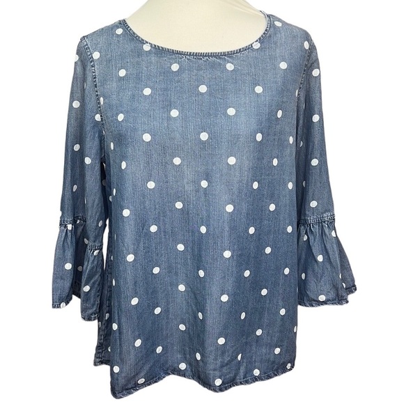 John Mark Chambray Polkadot Blouse - Picture 1 of 6